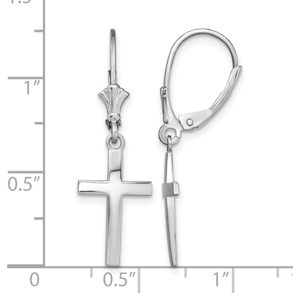 De-Ani Sterling Silver Rhodium-Plated Polished Latin Cross Leverback Earrings