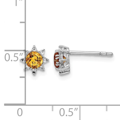 Sterling Silver RH .5CI Citrine & .1WT White Topaz Post Earrings