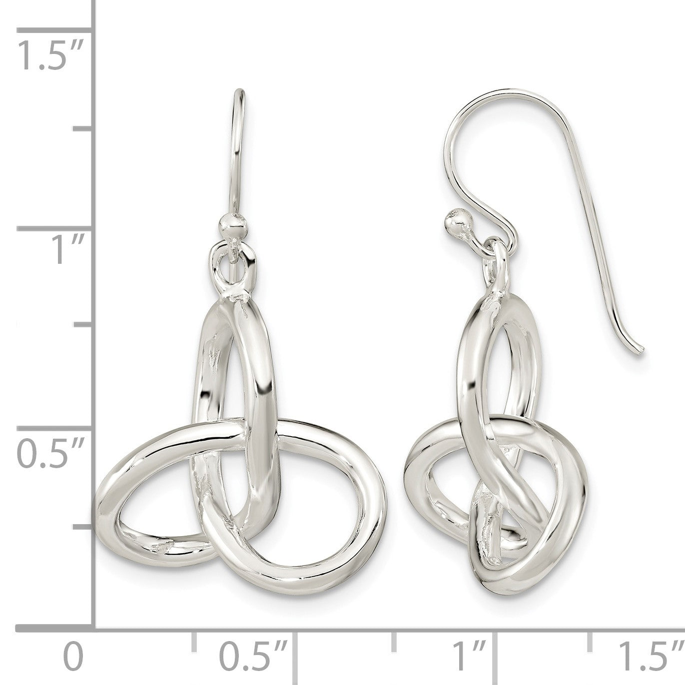 Sterling Silver Polished Knot Dangle Shephard Hook Earrings