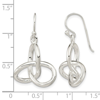 Sterling Silver Polished Knot Dangle Shephard Hook Earrings