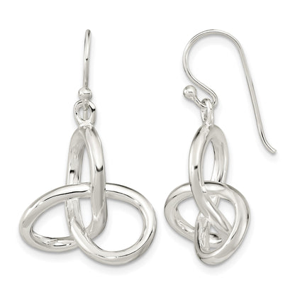 Sterling Silver Polished Knot Dangle Shephard Hook Earrings