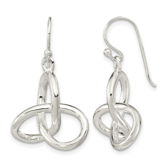 Sterling Silver Polished Knot Dangle Shephard Hook Earrings