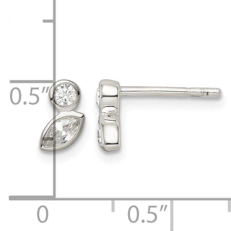 Sterling Silver Polished CZ Post Earrings