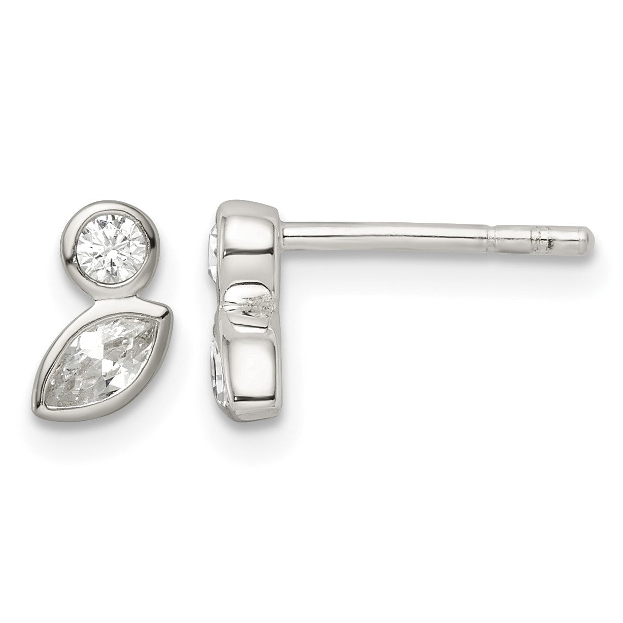 Sterling Silver Polished CZ Post Earrings
