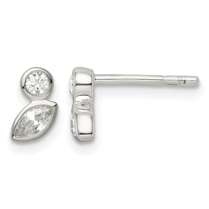 Sterling Silver Polished CZ Post Earrings