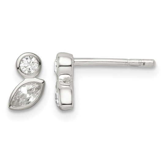 Sterling Silver Polished CZ Post Earrings