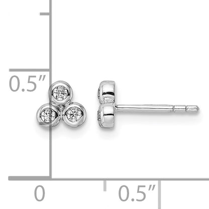 Sterling Silver RH Polished CZ Post Earrings