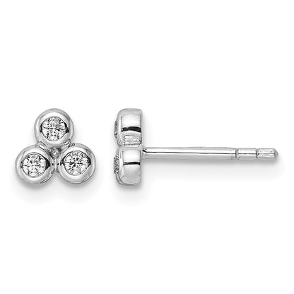 Sterling Silver RH Polished CZ Post Earrings