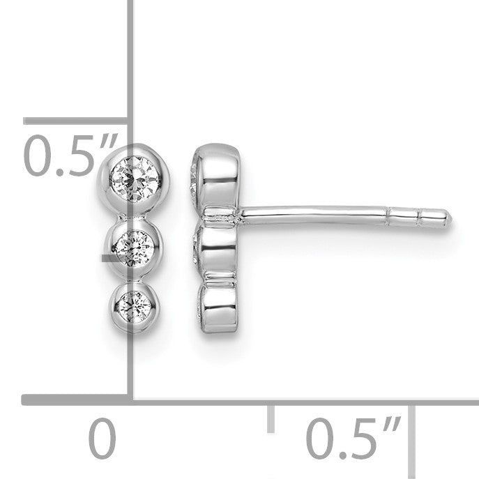 Sterling Silver RH Polished CZ Post Earrings