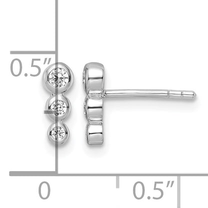 Sterling Silver RH Polished CZ Post Earrings