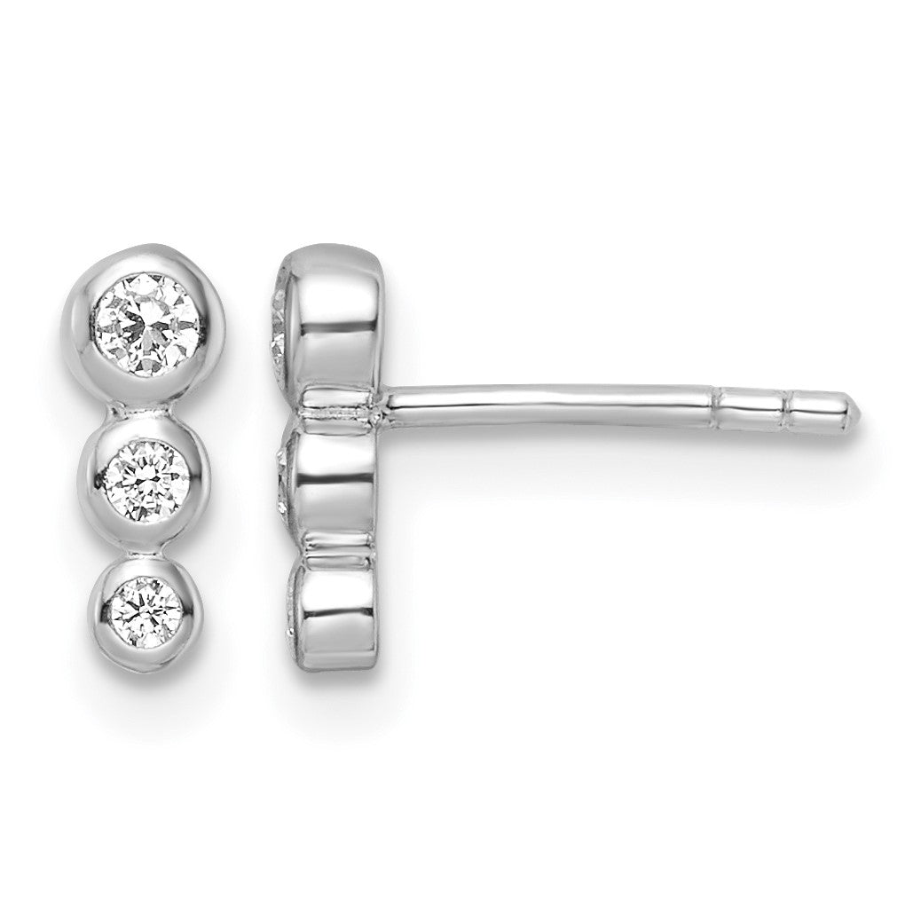 Sterling Silver RH Polished CZ Post Earrings