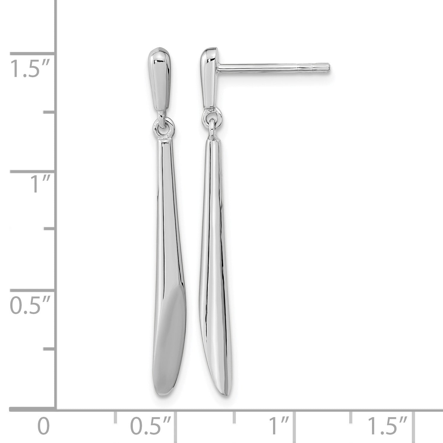 Sterling Silver Rh-plated Polished Bar Dangle Post Earrings