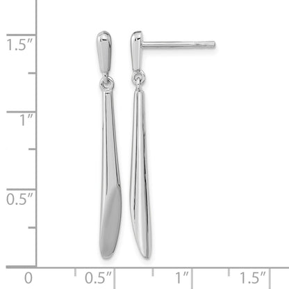 Sterling Silver Rh-plated Polished Bar Dangle Post Earrings