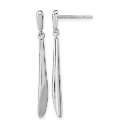 Sterling Silver Rh-plated Polished Bar Dangle Post Earrings