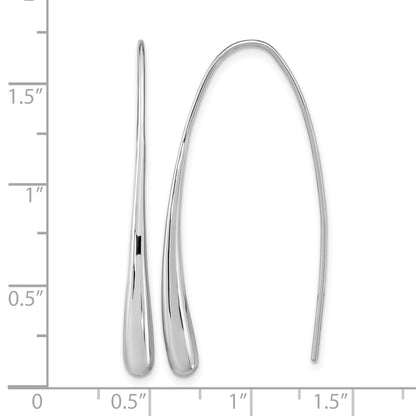 Sterling Silver Rh-Plated Polished Teardrop Threader