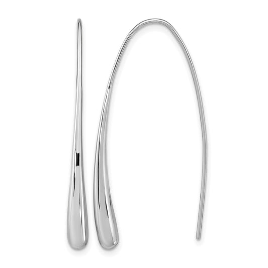 Sterling Silver Rh-Plated Polished Teardrop Threader