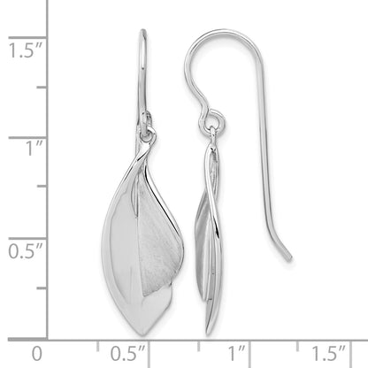 Sterling Silver RH plate Brushed and Polished Dangle Shephard Hook Earrings
