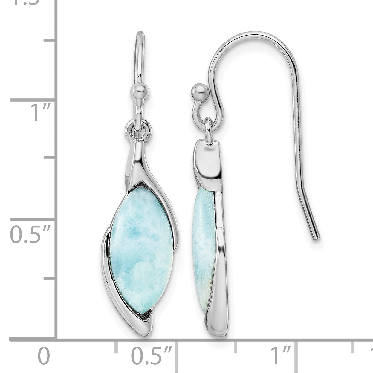Sterling Silver Rhodium-plated Polished Larimar Dangle Earrings