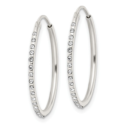 Sterling Silver Crystal Endless Hoop Earrings