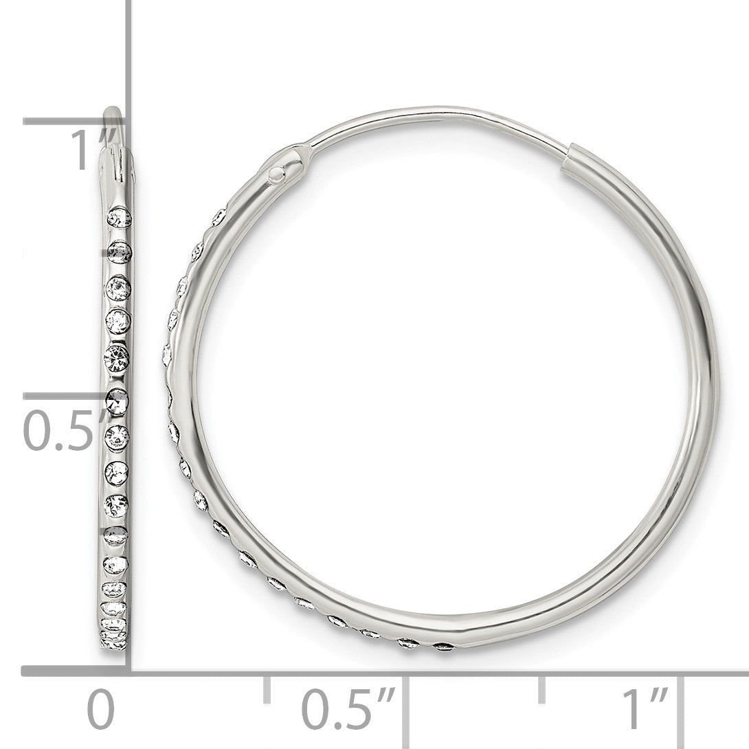Sterling Silver Crystal Endless Hoop Earrings