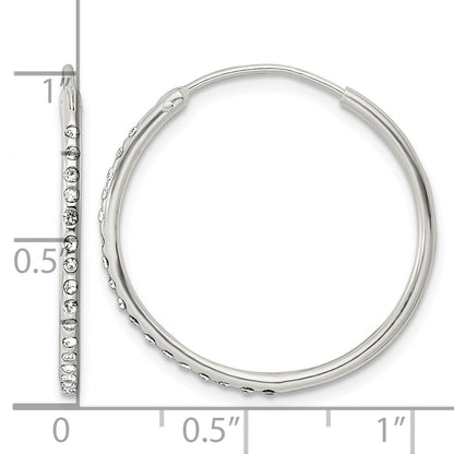 Sterling Silver Crystal Endless Hoop Earrings