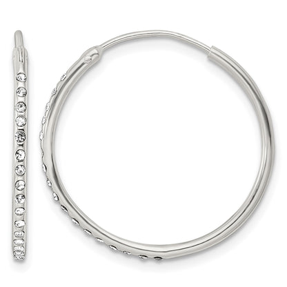 Sterling Silver Crystal Endless Hoop Earrings