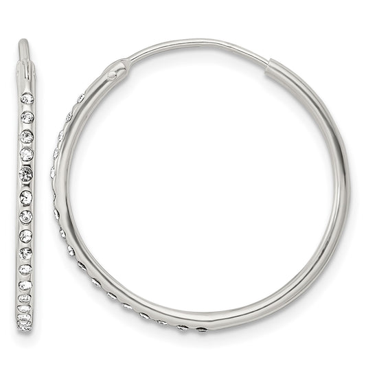 Sterling Silver Crystal Endless Hoop Earrings