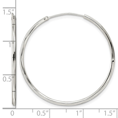 Sterling Silver Diamond-cut 1.5x35mm Endless Tube Hoop Earrings