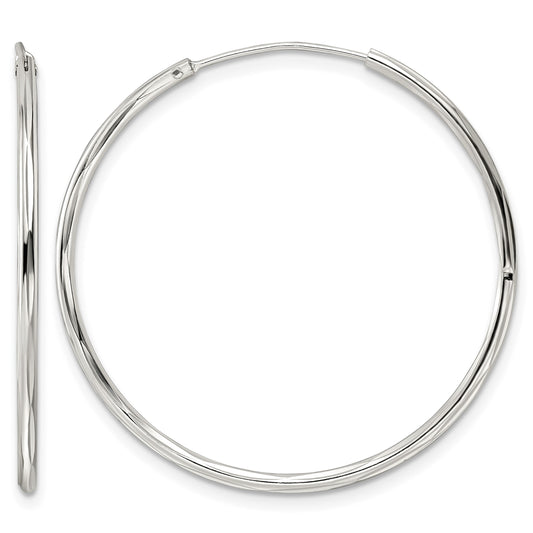 Sterling Silver Diamond-cut 1.5x35mm Endless Tube Hoop Earrings