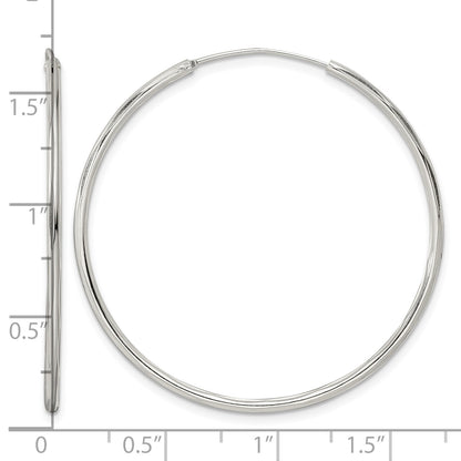 Sterling Silver Diamond-cut 1.5x40mm Endless Tube Hoop Earrings