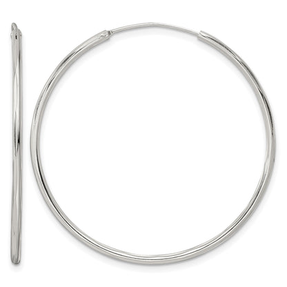 Sterling Silver Diamond-cut 1.5x40mm Endless Tube Hoop Earrings