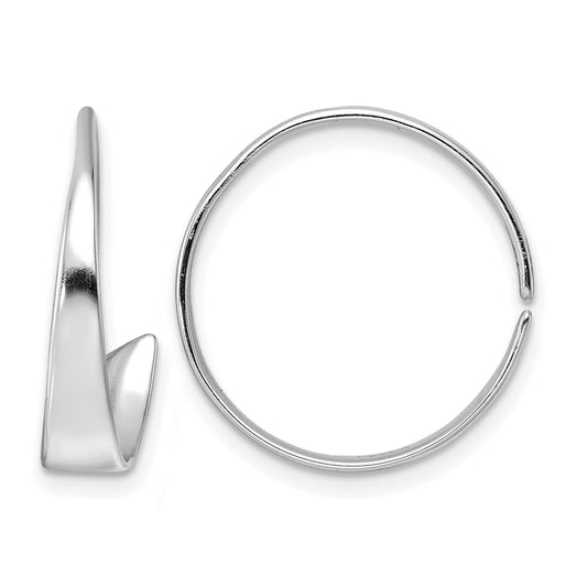 Sterling Silver Rhodium-plated Polished Flat Bar Hoop Threader Earrings