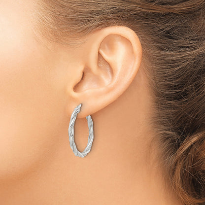 Sterling Silver Polished Twisted Rope Hoop Earrings