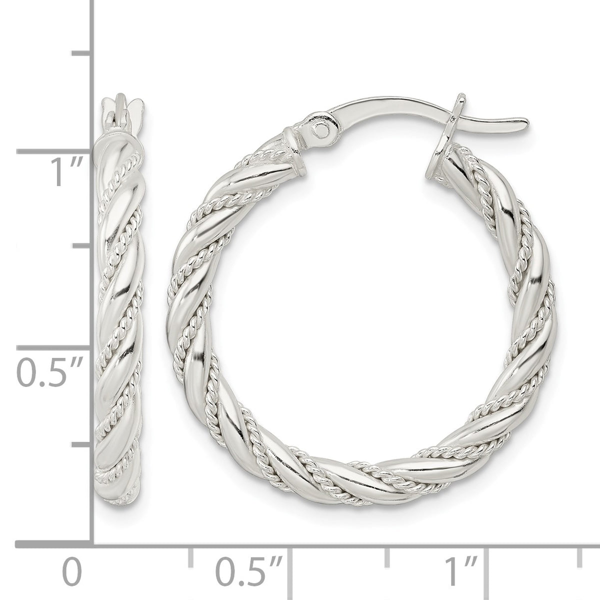 Sterling Silver Polished Twisted Rope Hoop Earrings