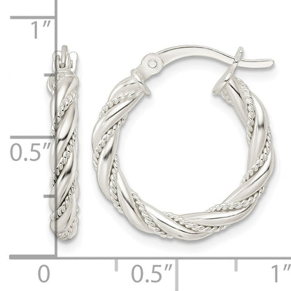 Sterling Silver Polished Twisted Rope Hoop Earrings