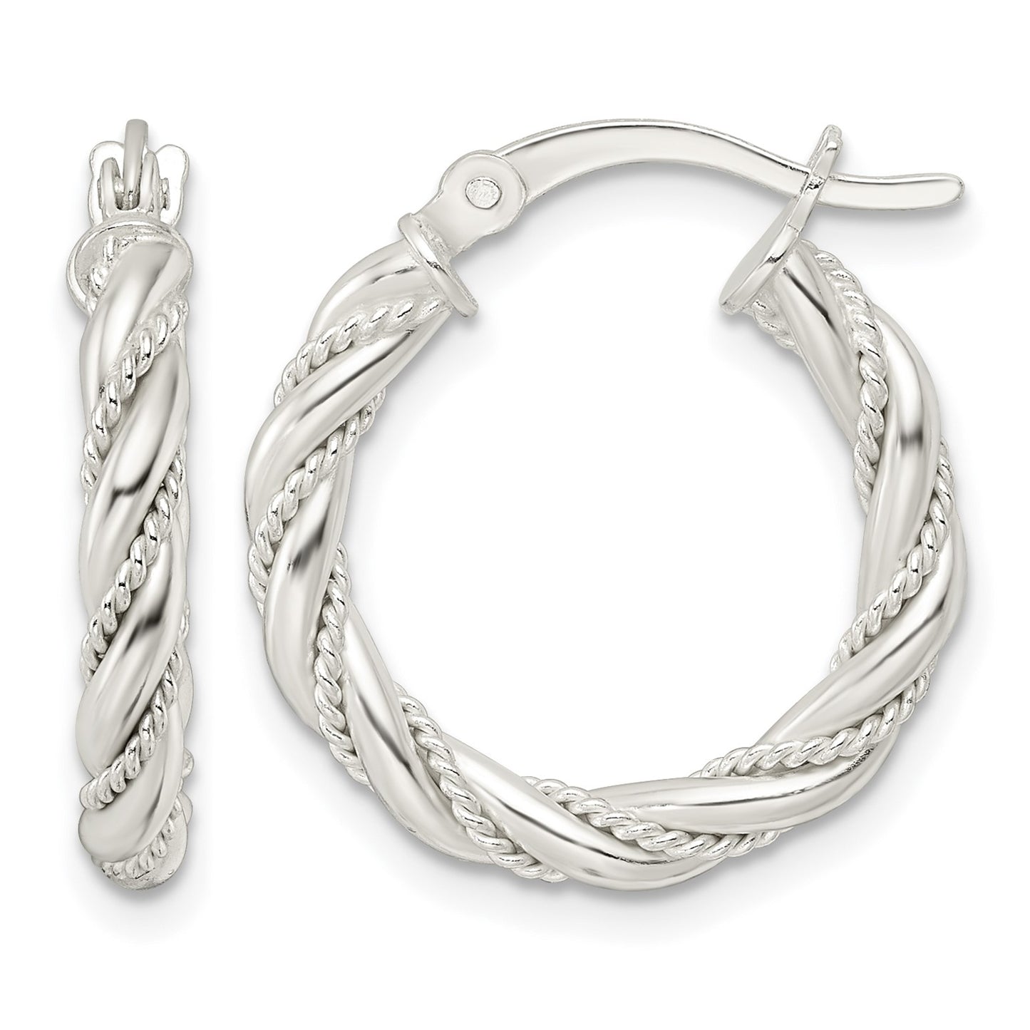 Sterling Silver Polished Twisted Rope Hoop Earrings