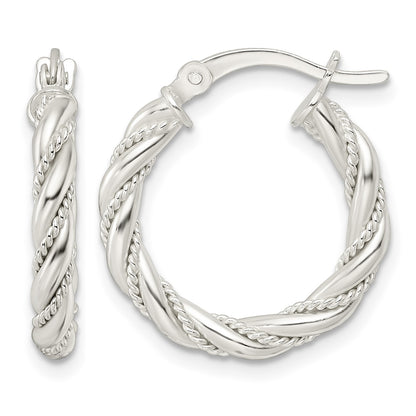 Sterling Silver Polished Twisted Rope Hoop Earrings