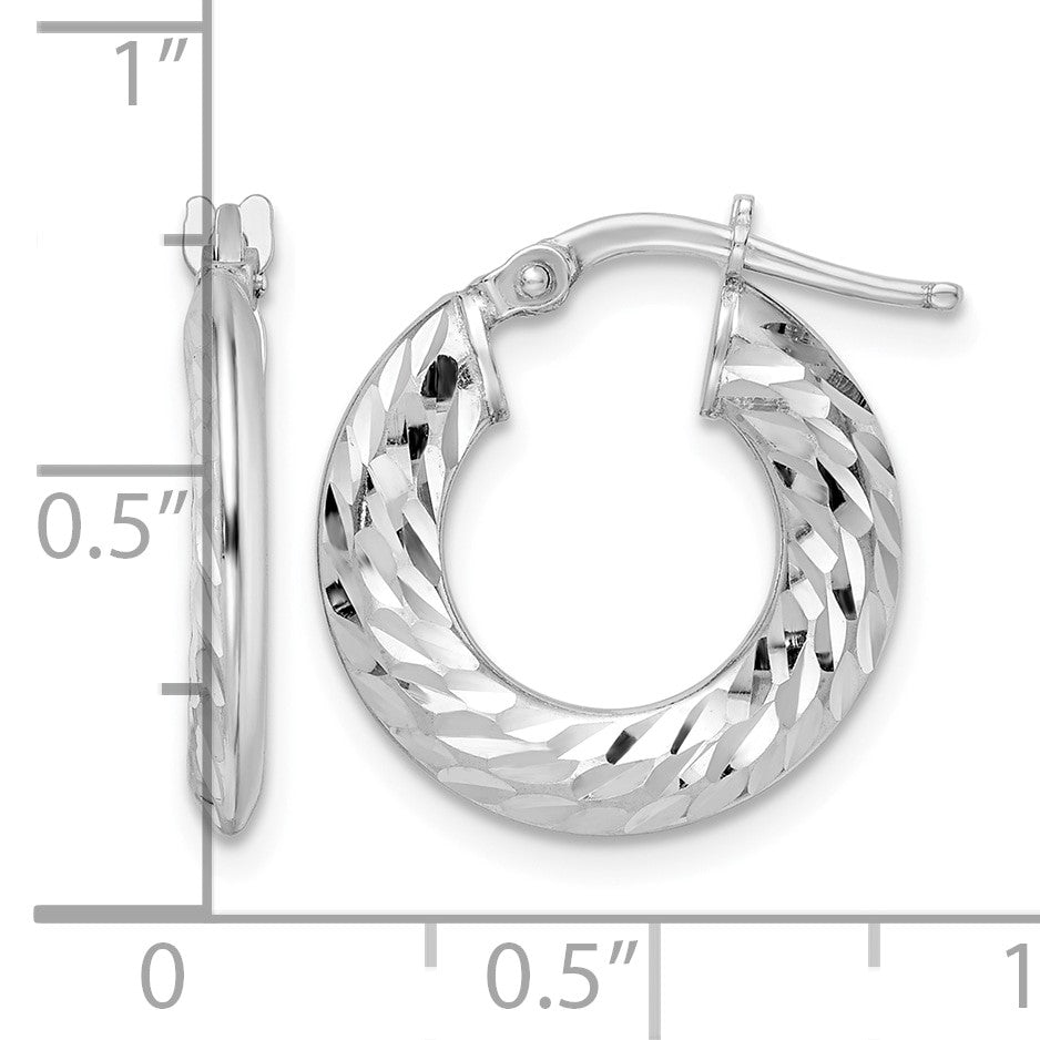 Sterling Silver Rhodium-plated 2x18mm D/C Knife-edge Tube Hoop Earrings