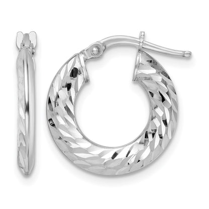 Sterling Silver Rhodium-plated 2x18mm D/C Knife-edge Tube Hoop Earrings