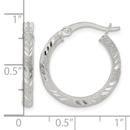 Sterling Silver Polished and Laser Diamond-cut Hoop Earrings