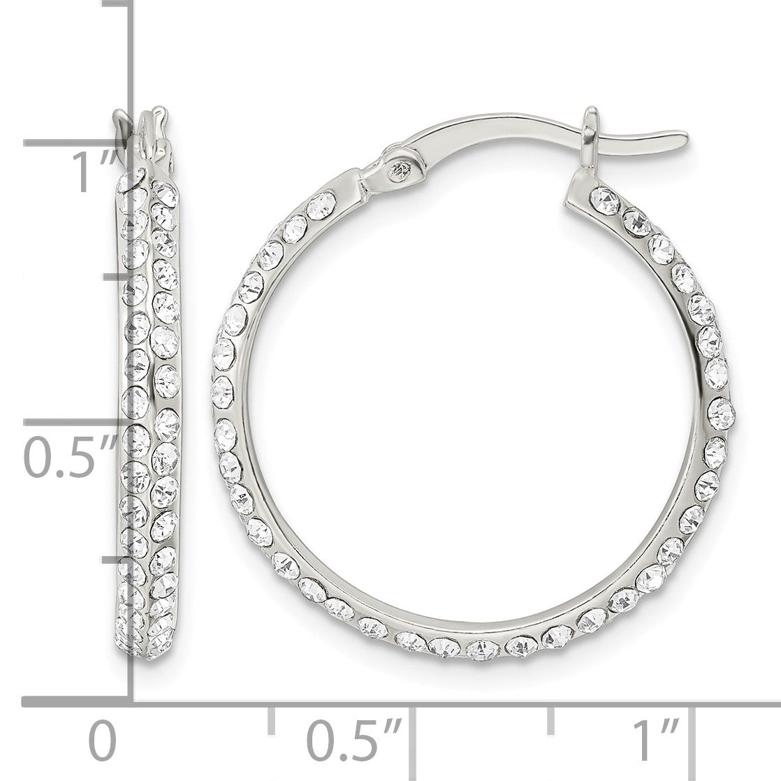 Sterling Silver CZ Round Hoop Earrings