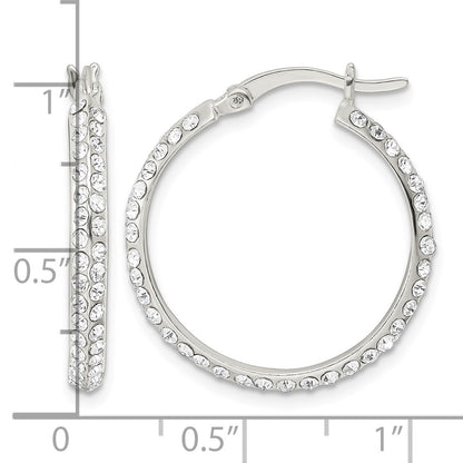 Sterling Silver CZ Round Hoop Earrings