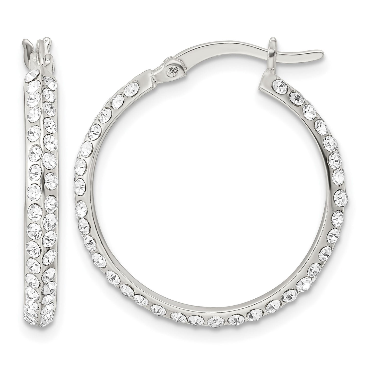 Sterling Silver CZ Round Hoop Earrings