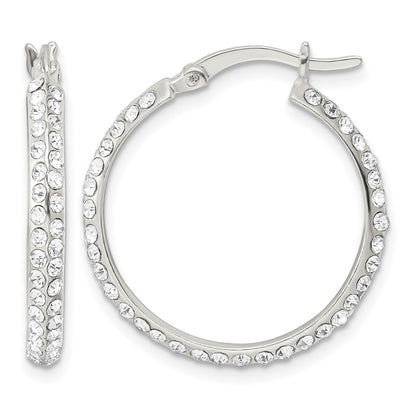 Sterling Silver CZ Round Hoop Earrings