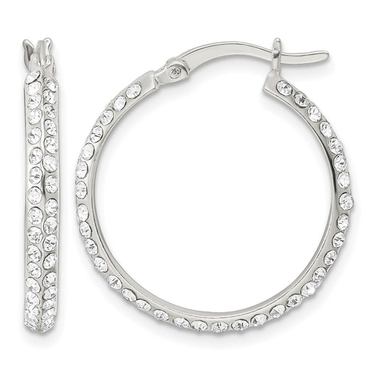 Sterling Silver CZ Round Hoop Earrings
