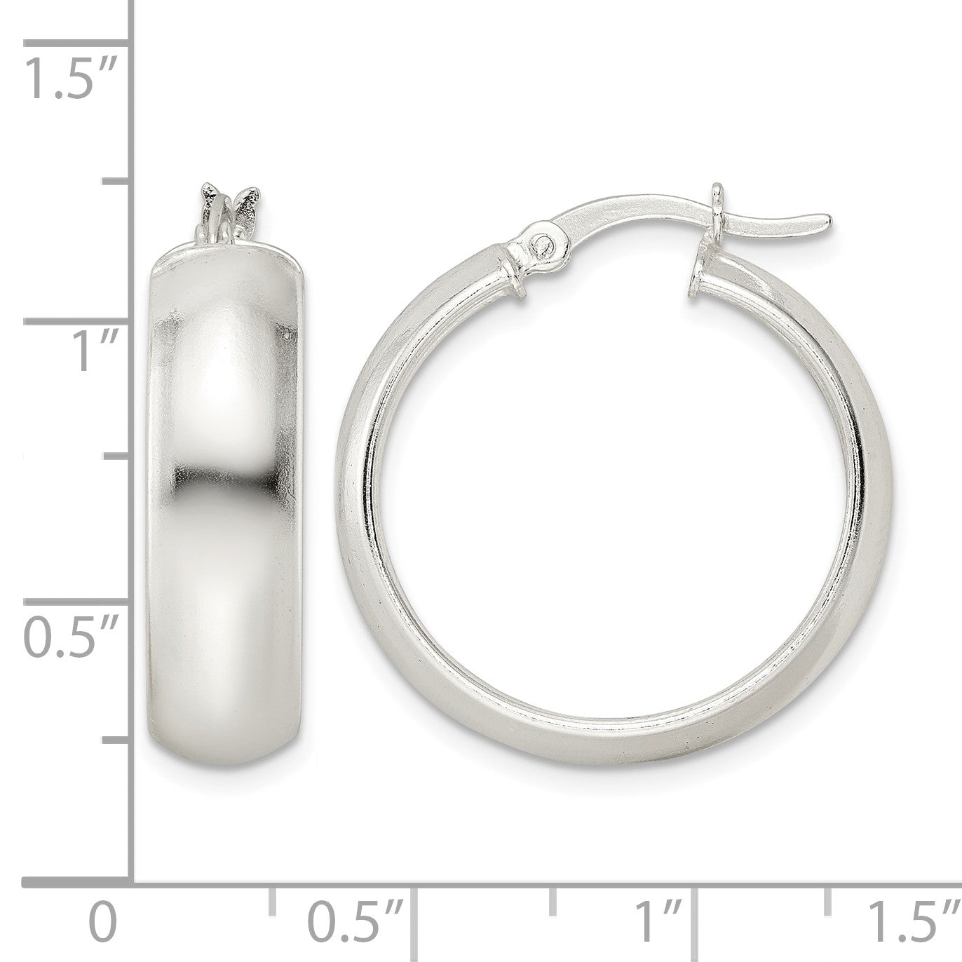 Sterling Silver Polished 7x25mm Hoop Earrings