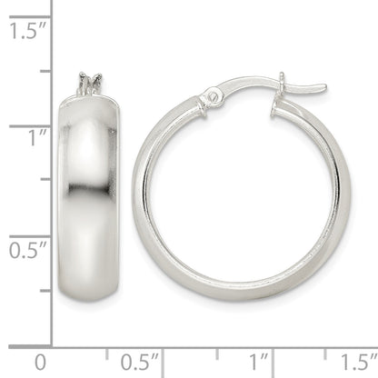 Sterling Silver Polished 7x25mm Hoop Earrings