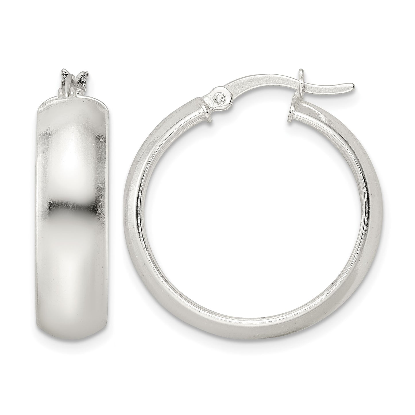 Sterling Silver Polished 7x25mm Hoop Earrings