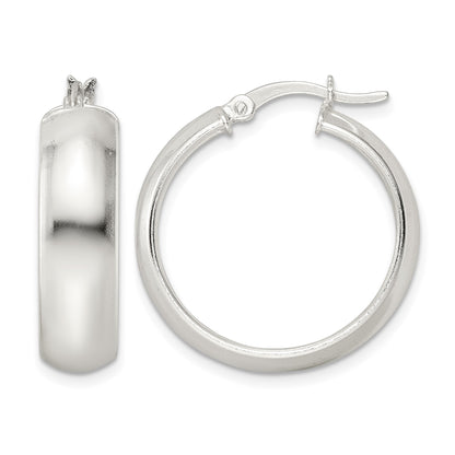 Sterling Silver Polished 7x25mm Hoop Earrings