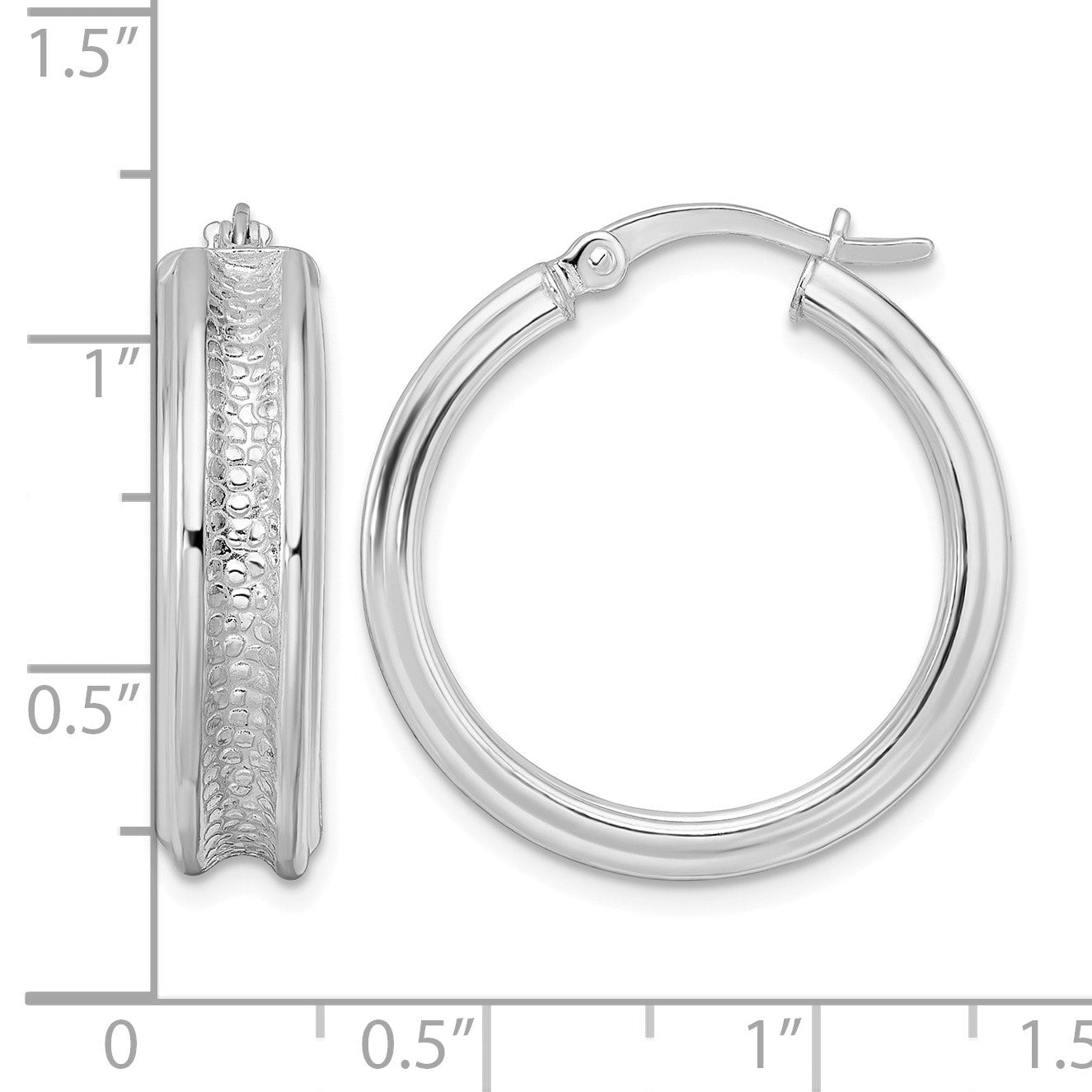 Sterling Silver Polished and Textured Circle Hoop Earrings